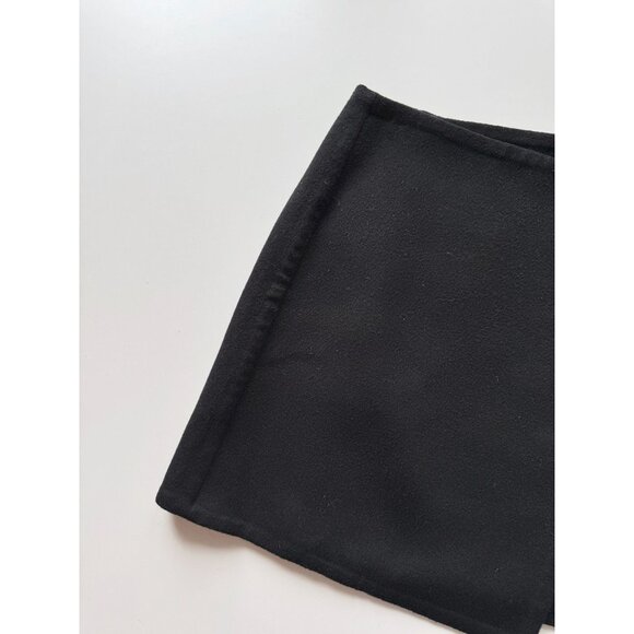 COS Black Wool Lyocell Blend Felt Front Button Mini A-Line Wrap Skirt, Size 34 - Picture 4 of 11